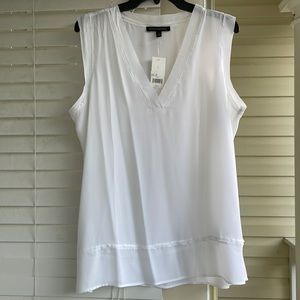 Banana Republic sheer white top w cut outs